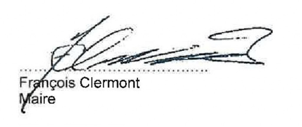 Signature manuscrite de François Clermont, maire.